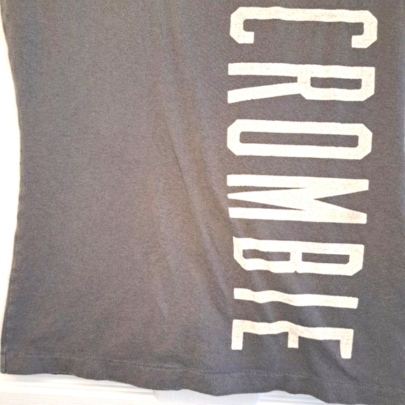 Abercrombie & Fitch Gray Text Graphic Crew Neck Basic Tee Size Medium - Picture 4 of 6